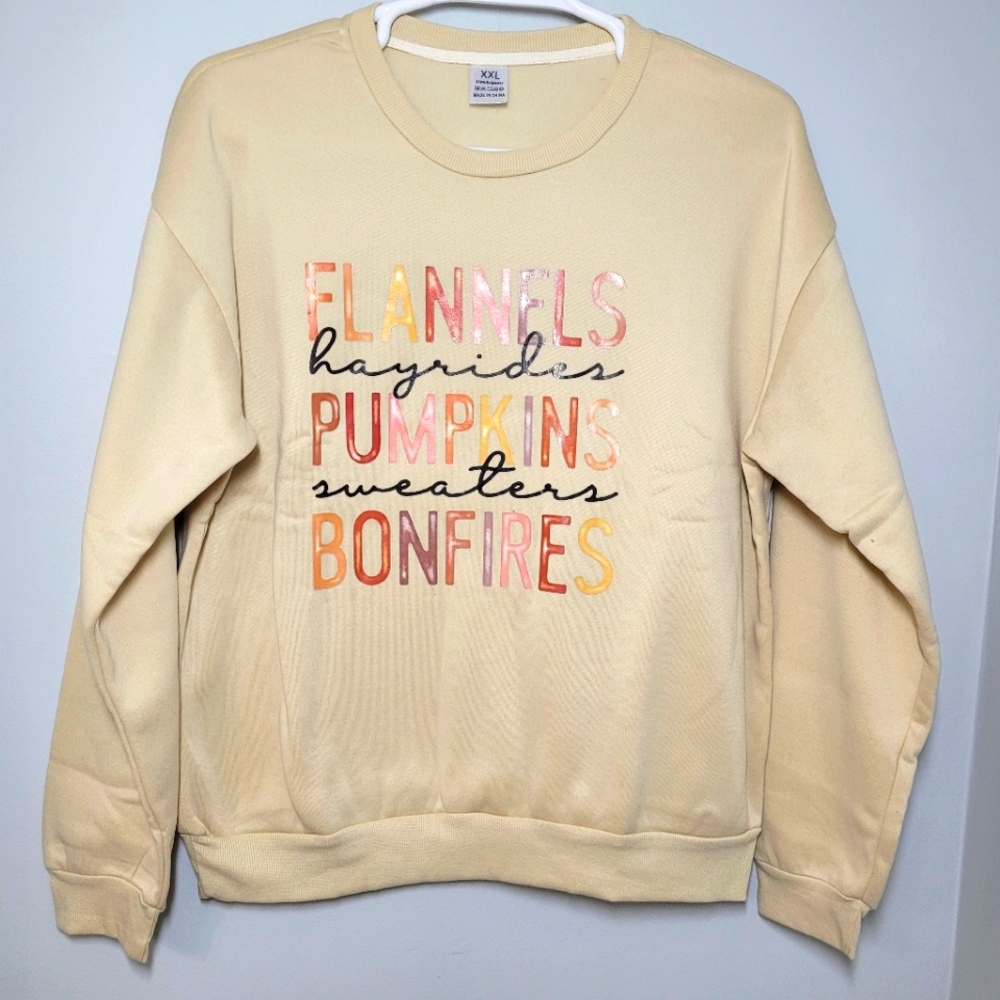 Fall Drop Shoulder Sweat shirt with Fall words XXL NWOT